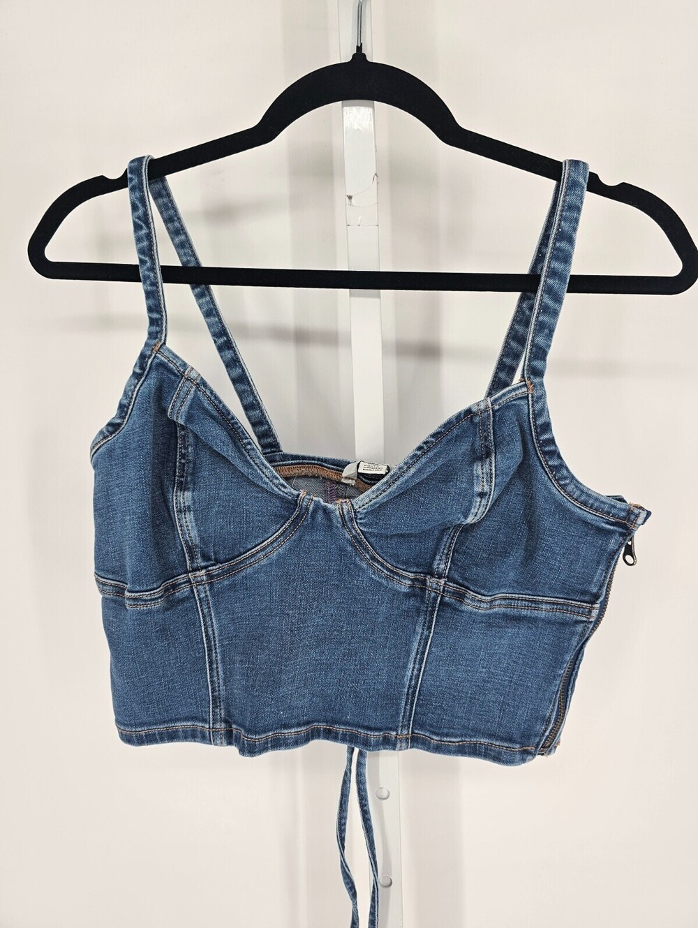 Coco Gauff American Eagle Womens Sz M Cropped Denim Top Blue Jean Tank Top